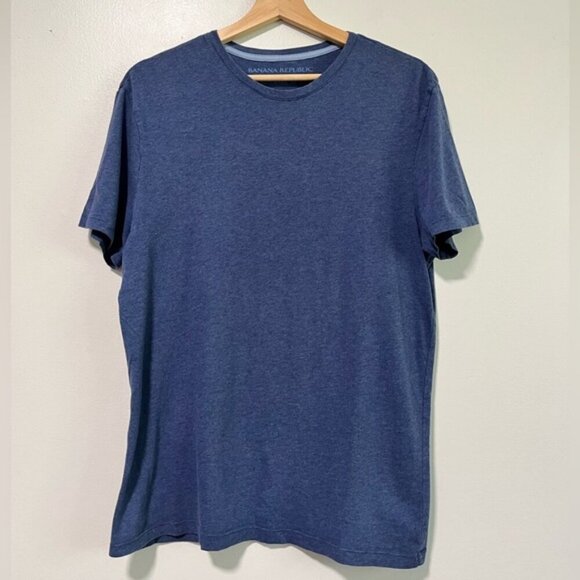 Banana Republic Men’s Soft-Wash Tee Size L Blue Crewneck T-Shirt 100% Cotton - Picture 2 of 11